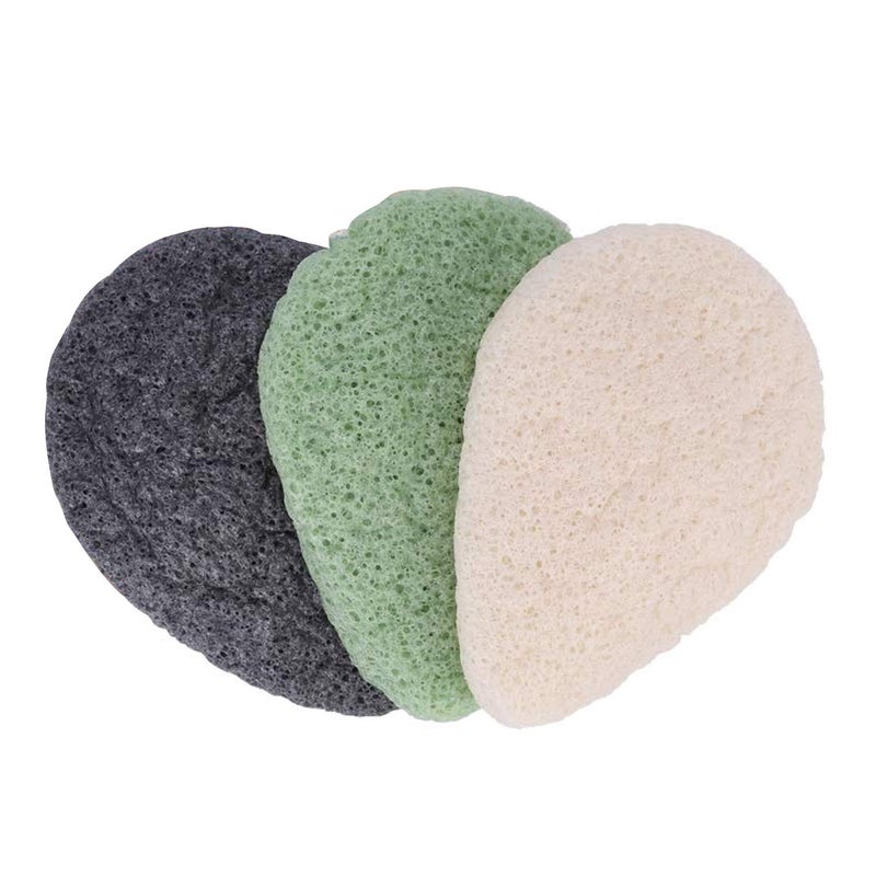 JOSALINAS Nature Konjac Facial Sponge 3 Packs with Activated Bamboo Charcoal for Cosmetic Face Cleaning  Raindrop - Image 4